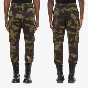 NWT MOSCHINO Katakana Embellished Camouflage Pants EU 58 or US 48 $1145